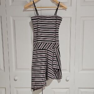 ✨ City Triangles Striped Asymmetrical Mini Dress | Black Pink White ✨